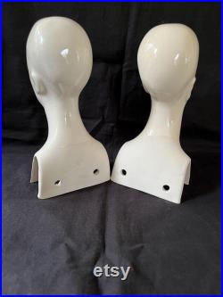 pair antique Dior Mannequin Head Store Display hand painted FACE
