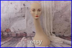 swan neck mannequin head with make-up,female mannequin head with long neck,hard plastic, hat display, wig display,home decor,collectable