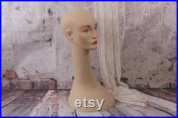 swan neck mannequin head with make-up,female mannequin head with long neck,hard plastic, hat display, wig display,home decor,collectable