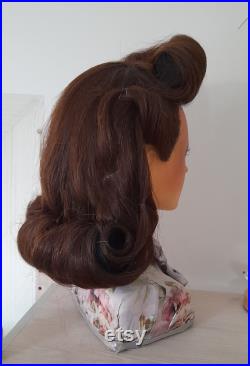 vintage style flapper mannequin head wig custom cute doll display shop 1940 nouveau doll oak headdress real hair do wartime arts and crafts