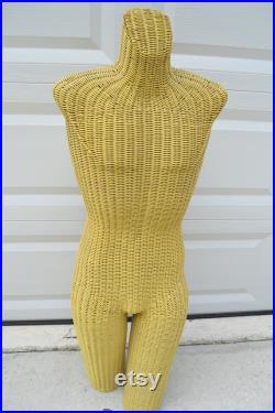 vintage wicker man's man torso mannequin free standing yellow 45 tall 40 chest 31 waist 38 hips store display offered bastionedbeatnik