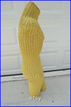 vintage wicker man's man torso mannequin free standing yellow 45 tall 40 chest 31 waist 38 hips store display offered bastionedbeatnik