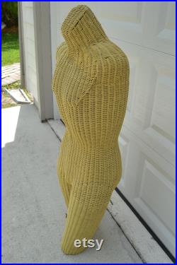 vintage wicker man's man torso mannequin free standing yellow 45 tall 40 chest 31 waist 38 hips store display offered bastionedbeatnik