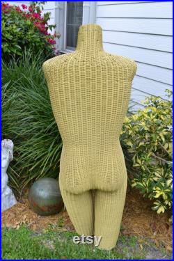 vintage wicker man's man torso mannequin free standing yellow 45 tall 40 chest 31 waist 38 hips store display offered bastionedbeatnik